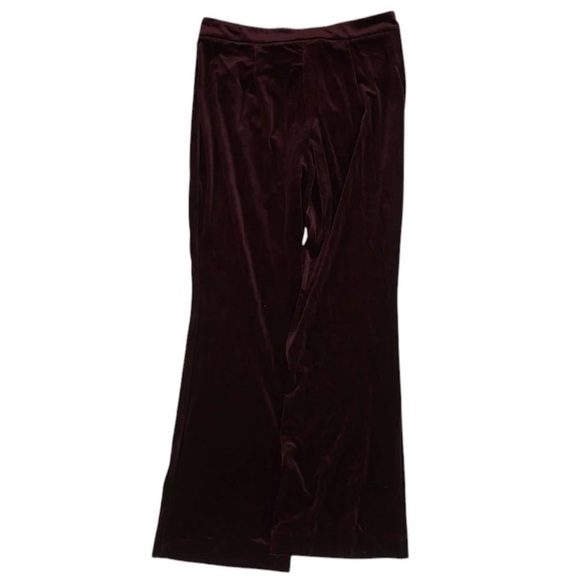 NWT! Size 10 Velvet Wide-Leg Pants in Deep Burgundy - Picture 3 of 14